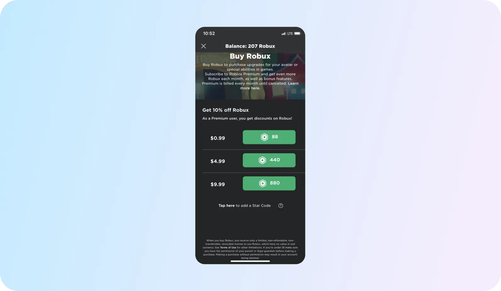 Roblox in-app purchases